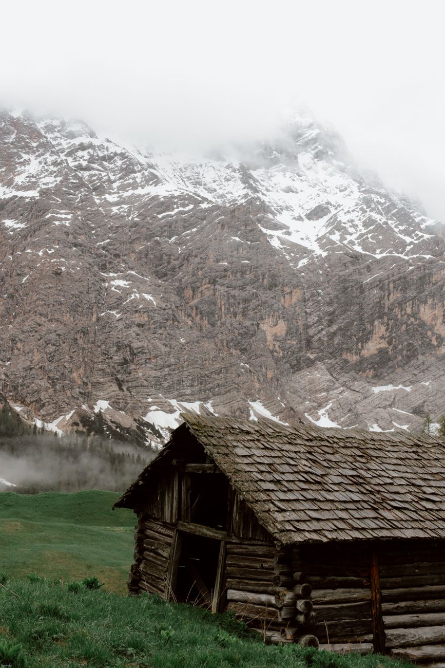 Remote mountain pasture hut